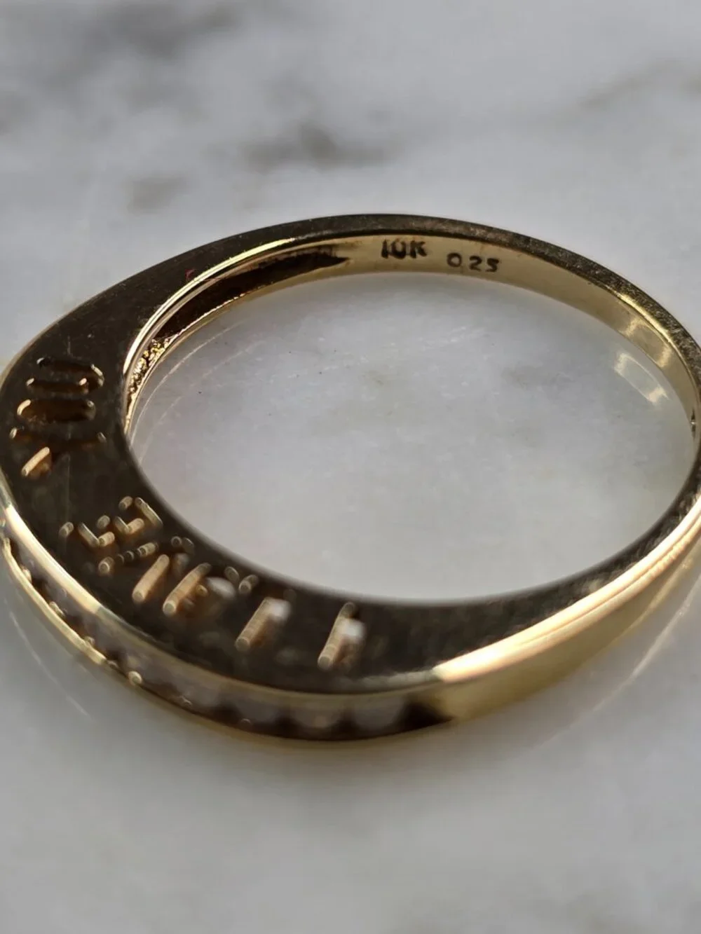 Womens Vintage Estate 10K Yellow Gold Diamond LOVE YOU Ring 2.2g #E5745